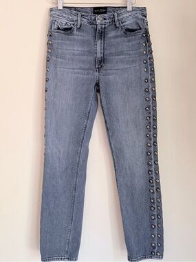 Black Orchid Gray Straight-Leg Jeans with Side Studs